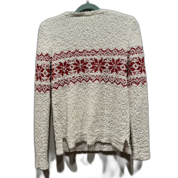 Sweater Fair Isle Nordic White Red Long Sleeve Snowflake Soft Winter Women Small - Picture 6 of 6